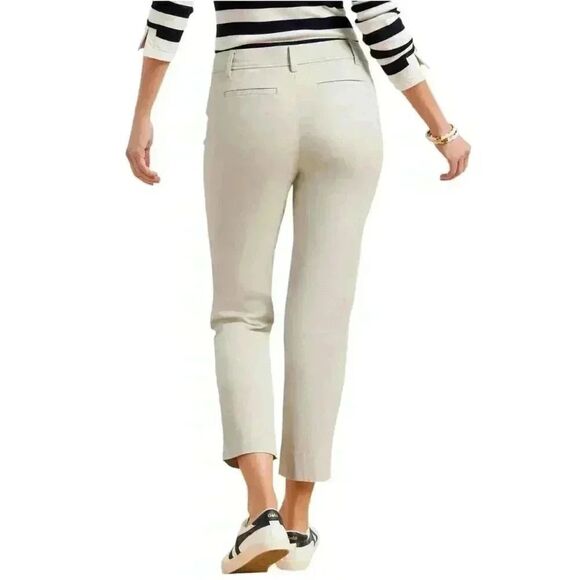 Talbots Women's Stone Ivory Cotton/Spandex Slim Leg Crop Length Sits at Waist Pe - Picture 2 of 14